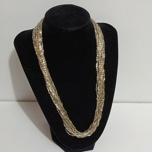 Silver Toned Multi Strand Beaded Necklace
